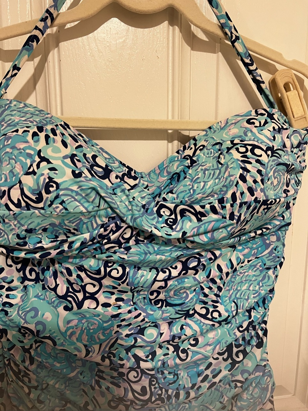 Lilly Pulitzer Flamenco One-Piece Swimsuit in Light Aqua Spritz Sz 14 Beach - Picture 8 of 15